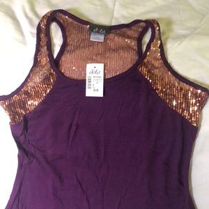 Women’s Purple Rose Gold Sequin Tank Top